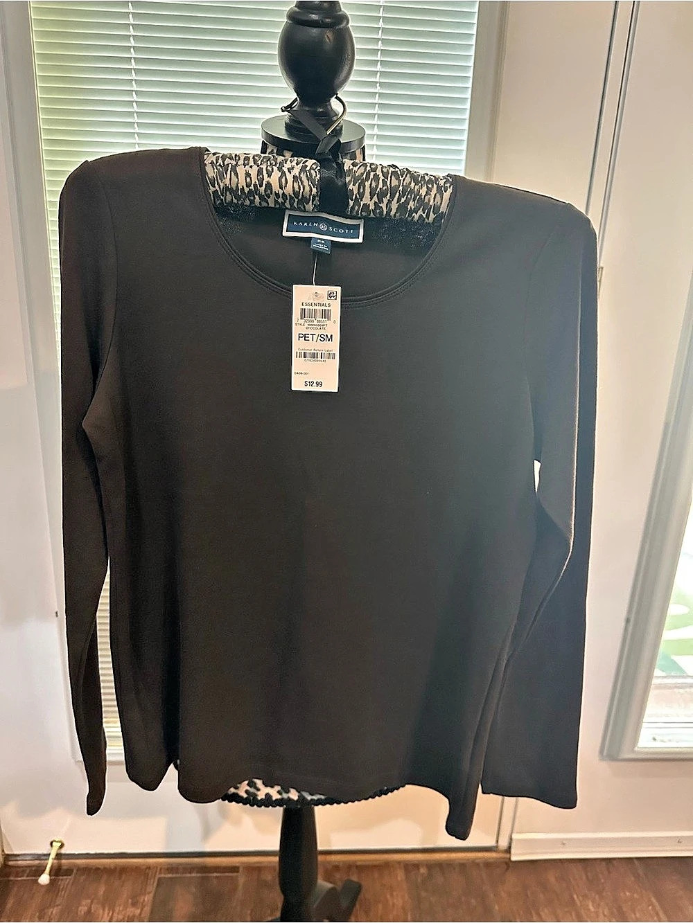 Karen Scott Essentials Long Sleeve Top Brown